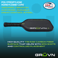 Load image into Gallery viewer, GRUVN CRUZN-16X pickleball paddle carbon fiber green