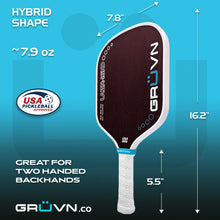 Load image into Gallery viewer, GRUVN LAZR-16HD hybrid kevlar carbon fiber pickleball paddle red blend 16mm