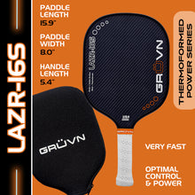 Load image into Gallery viewer, GRUVN LAZR-16S Kevlar carbon fiber pickleball paddles blue standard wide body 16mm