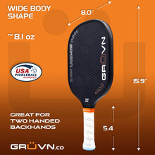 Load image into Gallery viewer, GRUVN LAZR-16S Kevlar carbon fiber pickleball paddles blue standard wide body 16mm