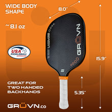 Load image into Gallery viewer, GRUVN LAZR-16S Kevlar carbon fiber pickleball paddles blue standard wide body 16mm