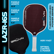 Load image into Gallery viewer, GRUVN LAZR-16S Kevlar carbon fiber pickleball paddles red standard wide body 16mm