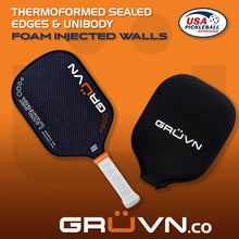 Load image into Gallery viewer, GRUVN LAZR-16X laser Kevlar carbon pickleball paddle elongated blue blend