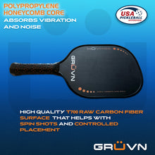 Load image into Gallery viewer, GRUVN MUVN-13S wide body thermoformed pickleball paddle 13mm T700 carbon fiber 
