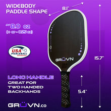 Load image into Gallery viewer, GRUVN MUVN-13S thermoformed carbon fiber pickleball paddle 13mm standard shape purple