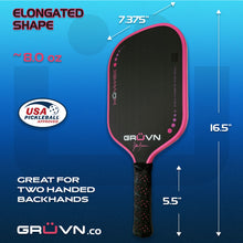 Load image into Gallery viewer, GRUVN MUVN-13X Jill Braverman JillyB thermoformed carbon fiber pickleball paddle pink