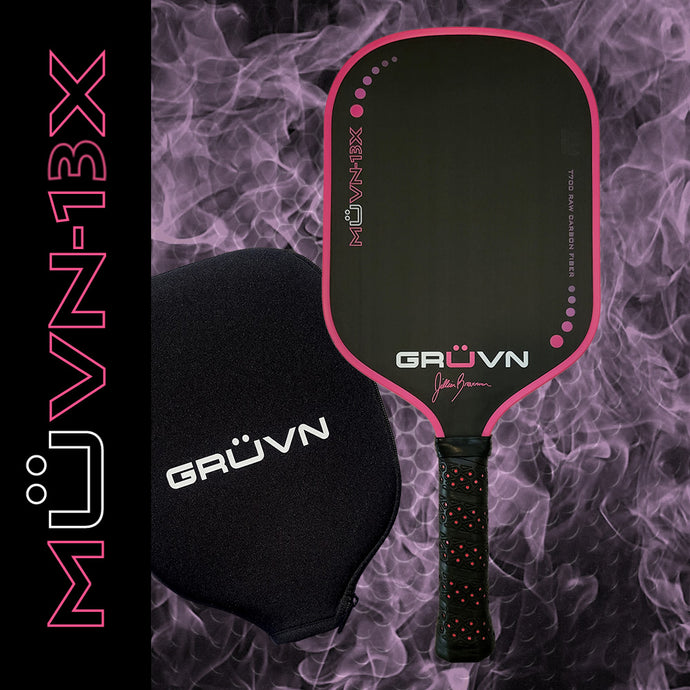 GRUVN MUVN-13X Jill Braverman JillyB thermoformed carbon fiber pickleball paddle  pink