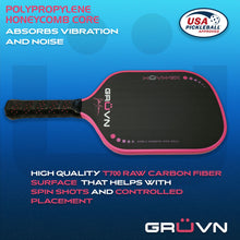 Load image into Gallery viewer, GRUVN MUVN-13X Jill Braverman JillyB thermoformed carbon fiber pickleball paddle pink