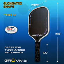 Load image into Gallery viewer, GRUVN MUVN-13X thermoformed carbon fiber pickleball paddle 13mm elongated purple