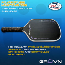 Load image into Gallery viewer, GRUVN MUVN-13X thermoformed carbon fiber pickleball paddle 13mm elongated purple