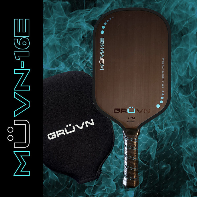 GRUVN MUVN-16E thermoformed pickleball paddle elongated 16mm blue short handle
