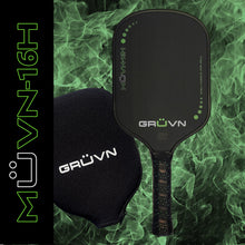 Load image into Gallery viewer, GRUVN MUVN-16H thermoformed pickleball paddle carbon fiber long handle green 
