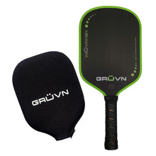 Load image into Gallery viewer, GRUVN MUVN-16H thermoformed pickleball paddle carbon fiber long handle green edge guard
