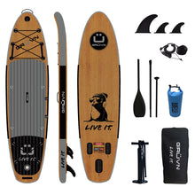 Load image into Gallery viewer, GRUVN SUP 11' All Around Inflatable Paddle Board Package Wood Design Round Nose  iSUP