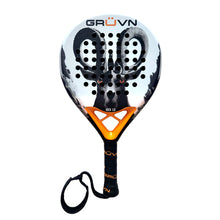 Load image into Gallery viewer, GRUVN Padel Racket Teardrop Shape 12K Carbon Fiber Pop Tennis Racket IBEX 1.0 12K Stonk Black Orange