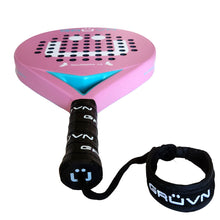 Load image into Gallery viewer, GRUVN Padel Racket Round Shape Carbon Pop Tennis Racket WALLCREEPER 1.0 Carbon Pink Smile