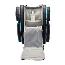 Load image into Gallery viewer, GRUVN Pro Tour Backpack Pickleball Bag Court Bag with fence hook and shoe compartment - Black Blue Teal and Silver