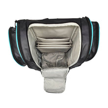 Load image into Gallery viewer, GRUVN Pro Tour Backpack Pickleball Bag Court Bag with fence hook and shoe compartment - Black Blue Teal and Silver