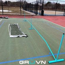 Load image into Gallery viewer, GRUVN portable pickleball net with bag blue set up