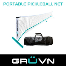 Load image into Gallery viewer, GRUVN portable pickleball net with bag blue set up