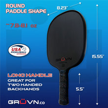 Load image into Gallery viewer, Round T700 Raw Carbon Fiber Pickleball Paddle Red GRUVN RAW-16R with cover