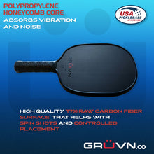 Load image into Gallery viewer, Round T700 Raw Carbon Fiber Pickleball Paddle Red GRUVN RAW-16R with cover