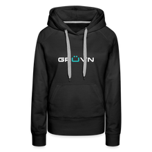 Load image into Gallery viewer, GRÜVN Women’s Premium Hoodie - White & Blue Logo (8 Colors) - black