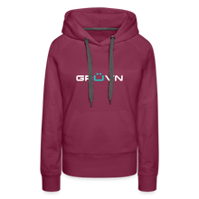 Load image into Gallery viewer, GRÜVN Women’s Premium Hoodie - White & Blue Logo (8 Colors) - burgundy