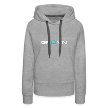 Load image into Gallery viewer, GRÜVN Women’s Premium Hoodie - White &amp; Blue Logo (8 Colors) - heather grey

