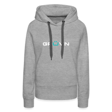 Load image into Gallery viewer, GRÜVN Women’s Premium Hoodie - White & Blue Logo (8 Colors) - heather grey