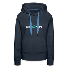 Load image into Gallery viewer, GRÜVN Women’s Premium Hoodie - White & Blue Logo (8 Colors) - navy