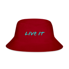 Load image into Gallery viewer, GRÜVN Bucket Hat - LIVE IT - Teal Blue (5 Colors) - red