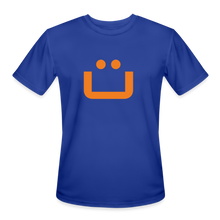 Load image into Gallery viewer, GRÜVN Men’s Moisture Wicking Performance T-Shirt - Steiner on back - Orange Smile (5 Colors) - royal blue