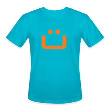 Load image into Gallery viewer, GRÜVN Men’s Moisture Wicking Performance T-Shirt - Steiner on back - Orange Smile (5 Colors) - turquoise