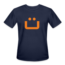 Load image into Gallery viewer, GRÜVN Men’s Moisture Wicking Performance T-Shirt - Steiner on back - Orange Smile (5 Colors) - navy