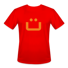 Load image into Gallery viewer, GRÜVN Men’s Moisture Wicking Performance T-Shirt - Steiner on back - Orange Smile (5 Colors) - red