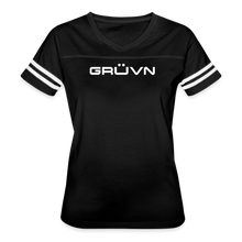 Load image into Gallery viewer, GRÜVN Women’s Vintage Sport T-Shirt - Dillon on back - black/white