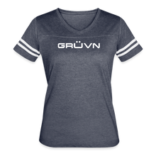 Load image into Gallery viewer, GRÜVN Women’s Vintage Sport T-Shirt - Dillon on back - vintage navy/white