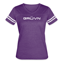 Load image into Gallery viewer, GRÜVN Women’s Vintage Sport T-Shirt - Dillon on back - vintage purple/white