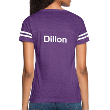 Load image into Gallery viewer, GRÜVN Women’s Vintage Sport T-Shirt - Dillon on back - vintage purple/white