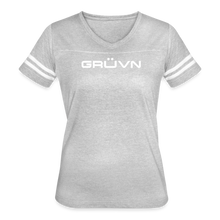 Load image into Gallery viewer, GRÜVN Women’s Vintage Sport T-Shirt - Dillon on back - heather gray/white