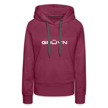 Load image into Gallery viewer, GRÜVN Women’s Premium Hoodie - White Logo - Team GRUVN on back (9 Colors) - burgundy