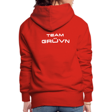 Load image into Gallery viewer, GRÜVN Women’s Premium Hoodie - White Logo - Team GRUVN on back (9 Colors) - red