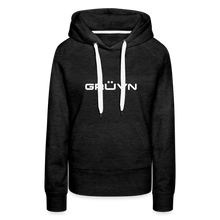 Load image into Gallery viewer, GRÜVN Women’s Premium Hoodie - White Logo - Team GRUVN on back (9 Colors) - charcoal grey