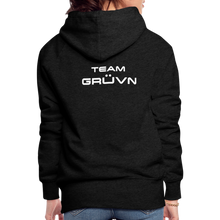 Load image into Gallery viewer, GRÜVN Women’s Premium Hoodie - White Logo - Team GRUVN on back (9 Colors) - charcoal grey
