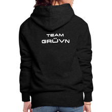 Load image into Gallery viewer, GRÜVN Women’s Premium Hoodie - White Logo - Team GRUVN on back (9 Colors) - charcoal grey