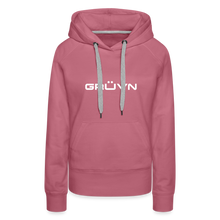 Load image into Gallery viewer, GRÜVN Women’s Premium Hoodie - White Logo - Team GRUVN on back (9 Colors) - mauve