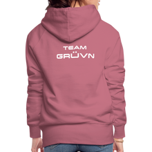 Load image into Gallery viewer, GRÜVN Women’s Premium Hoodie - White Logo - Team GRUVN on back (9 Colors) - mauve