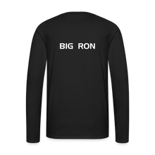 Load image into Gallery viewer, GRÜVN Men's Premium Long Sleeve T-Shirt - White & Blue Logo - BIG RON on back  (4 Colors) - black