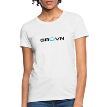 Load image into Gallery viewer, GRÜVN Women's T-Shirt - Black & Blue logo (10 Colors) - white
